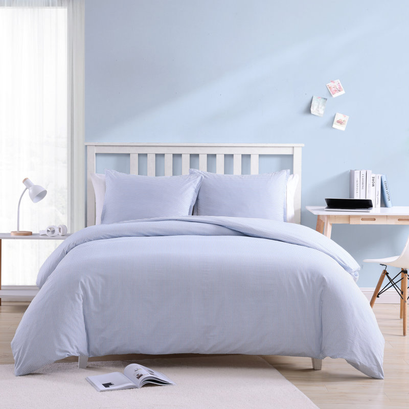 Ensemble de housse de couette réversible 100% coton Poppy & Fritz, Housse de couette pour grand lit et 2 taies décor