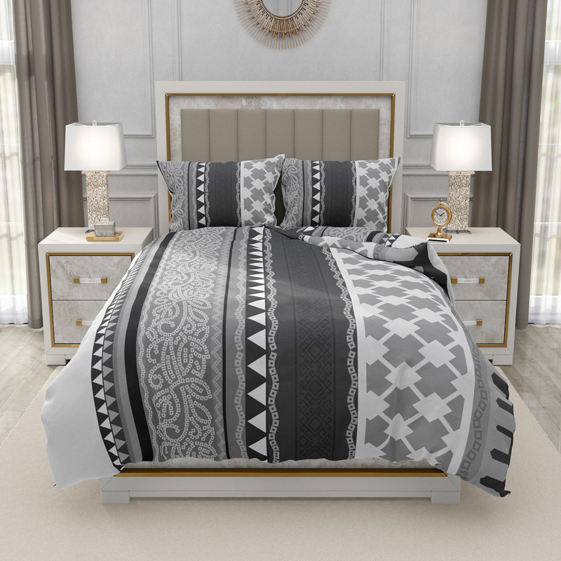 Trendy Complete Bedding Set 4 Piece Duvet Cover Fitted Sheet with Matching Pillow Cases 100% Microfibre Material