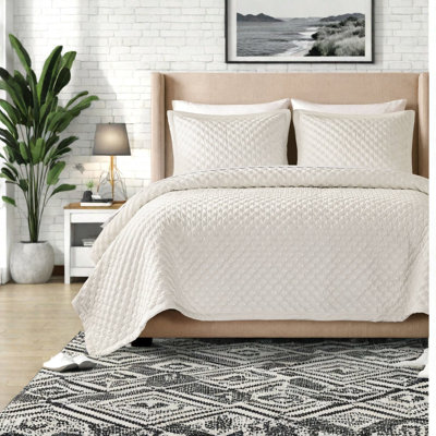 De literie en velours de grande taille, couvre-lit matelassé blanc pour chambre à coucher moderne