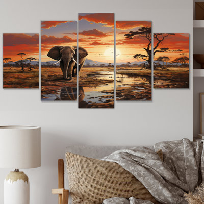 Reproduction d'art sur toile, animaux d'Afrique, 5 animaux d'Afrique