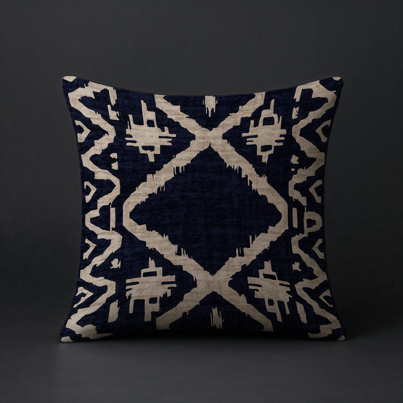 Coussin décoratif intérieur / extérieur gris Modern Modern, Noir, beige / géométrique, Carré 16 po
