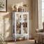 Cabinet Curio avec tablettes réglables et panneau arrière en miroir, portes en verre trempé (blanc, 3 niveaux)-290121405