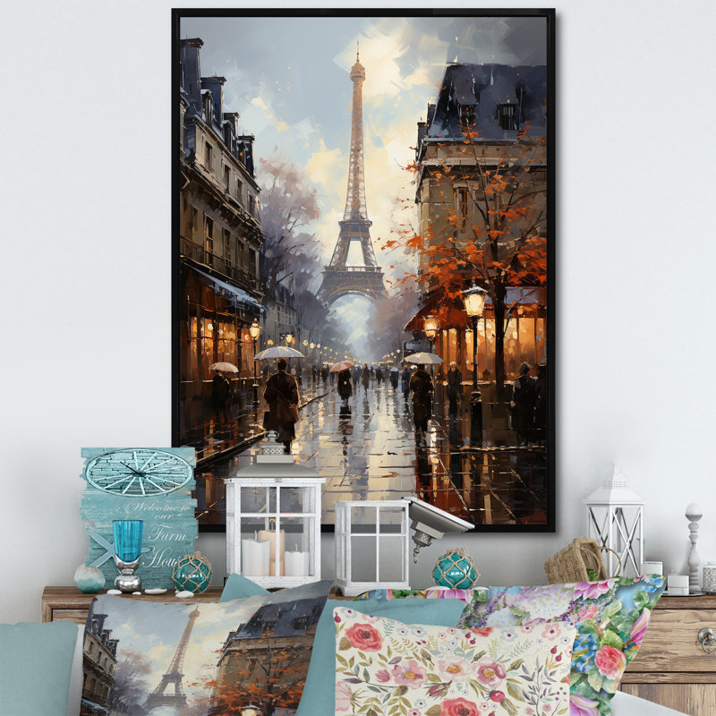 Eiffel Paris au 19e siècle - art mural Paris, H 32 po x l 16 po x P 1 po, Cadre flottant noir