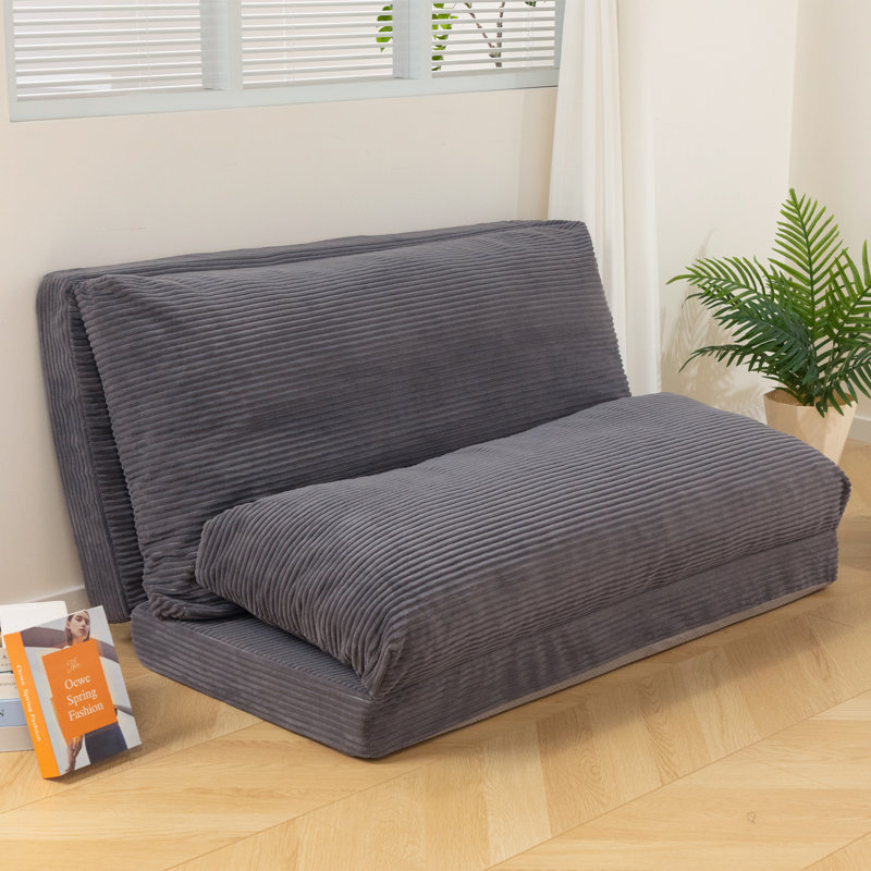 Bean Bag Lounger, 30" H x 47.2" W x 30" D, Corduroy Grey