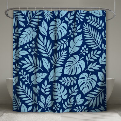Rideaux de douche à motif de feuilles tropicales extra long
