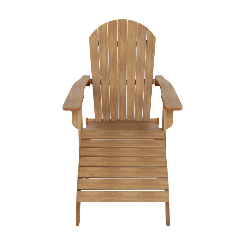 Chaise Adirondack pliante en plastique avec repose-pieds Arrlo, Teck