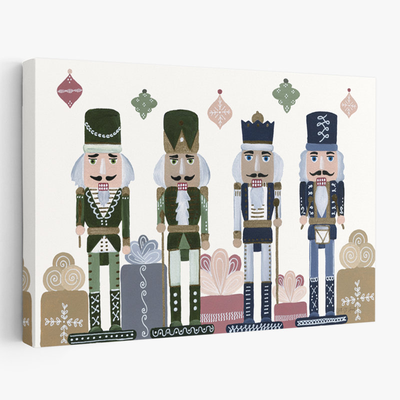 Casse-noisettes rétro I - art de Noël crème doré bleu, H 40 po x l 60 po