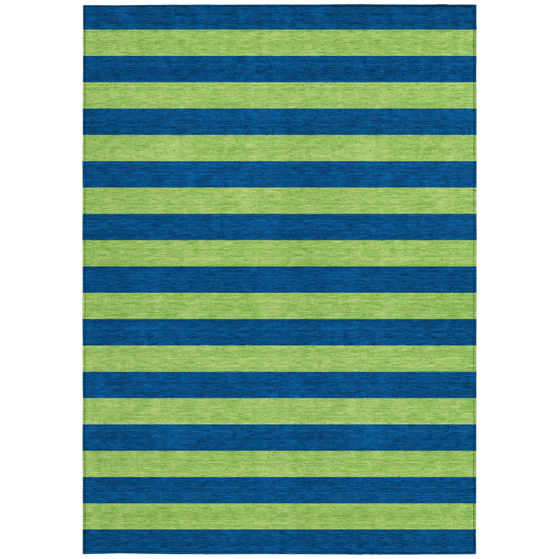 Tapis extérieur lavable antidérapant à rayures bleu marine 5 pi x 8 pi