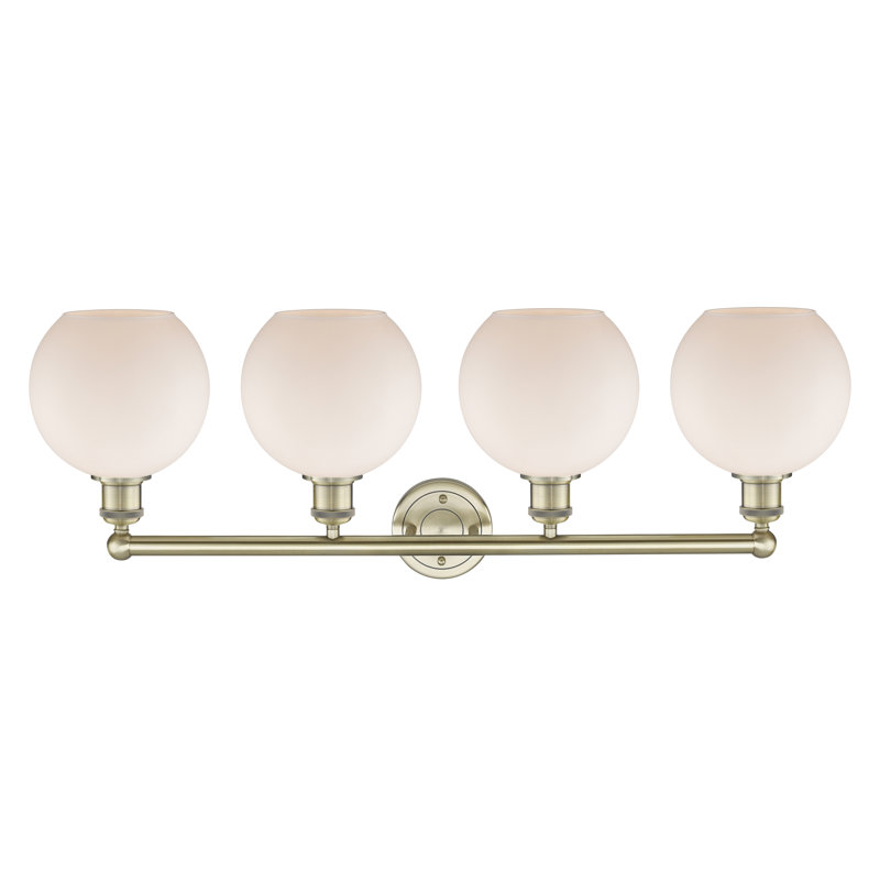 Éclairage pour salle de bain 4 lumières Ellington, Blanc mat, Laiton antique