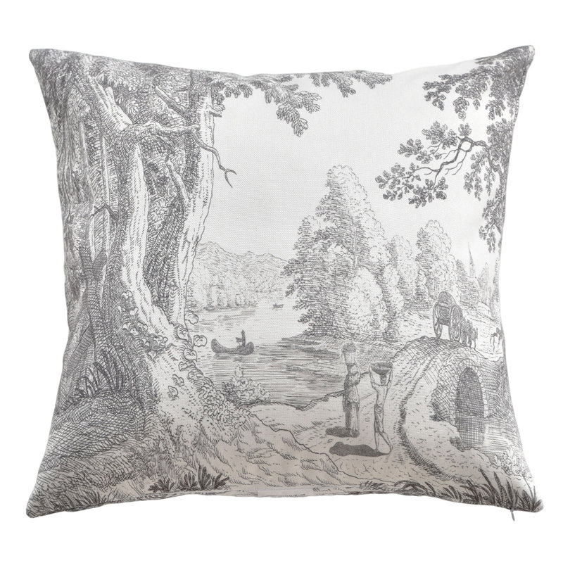 Coussin en toile Reverie - colombe et ivoire - 24 po x 24 po, 24 po x 24 po, Colombe, ivoire