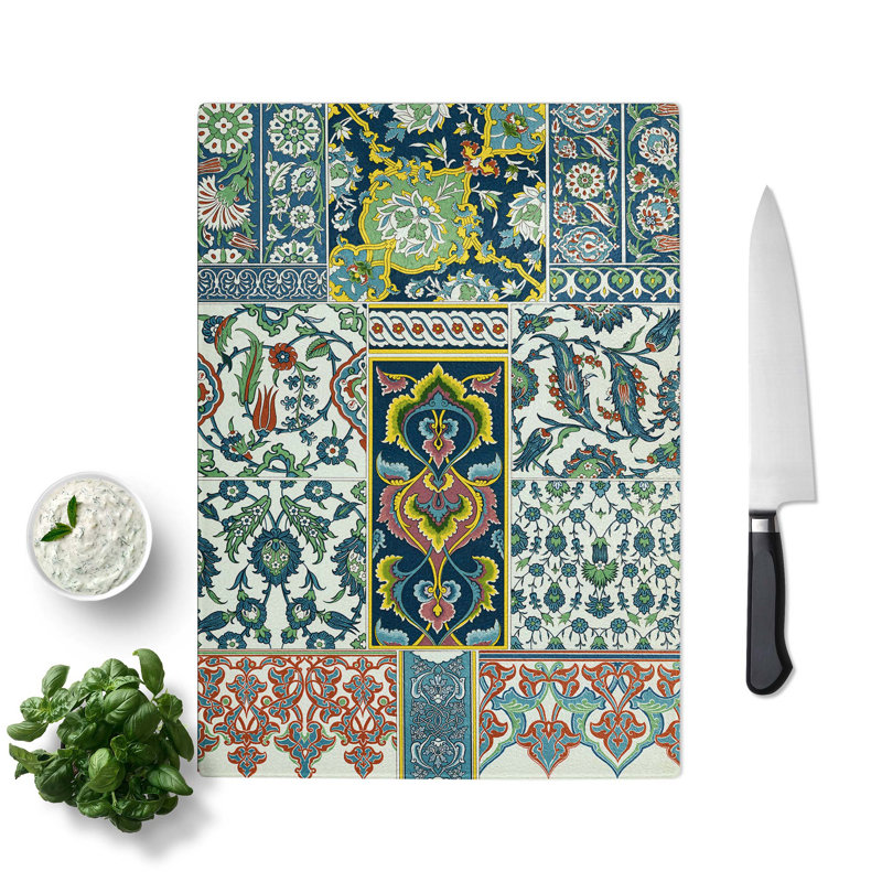 Tempered Glass Persian Patterns by Albert Racinet Chopping Board, 20 cm W x 28.5 cm L