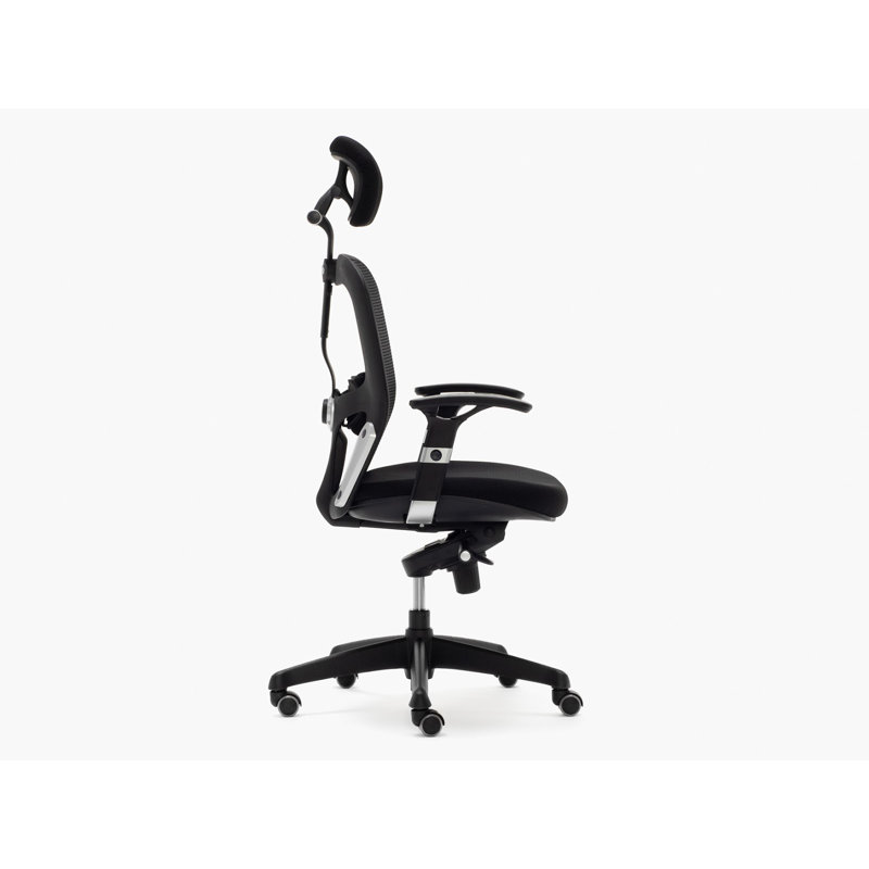 Polyester Blend Office Chair with Headrest, Black 