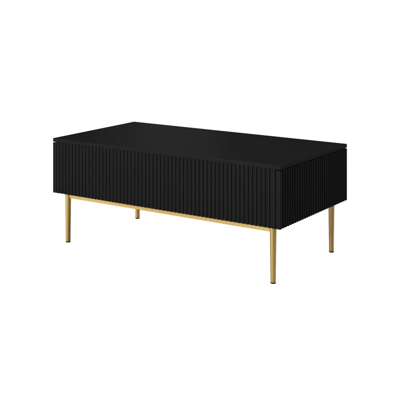 Anahla Four Leg Coffee Table with Storage, Black/Gold