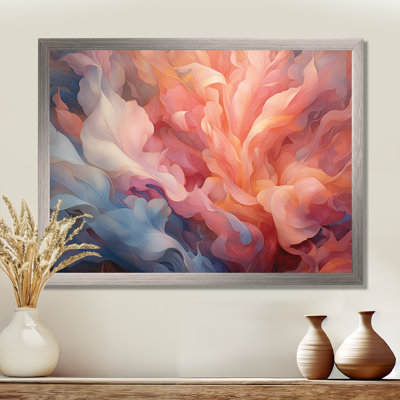 «Peach Blue Rose Reverie I», reproduction d'art sur toile encadrée florale