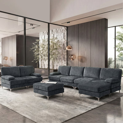 123.62‘’ Oversized Upholstered 8 Seater Modular Sectional Sofa Single Sofa