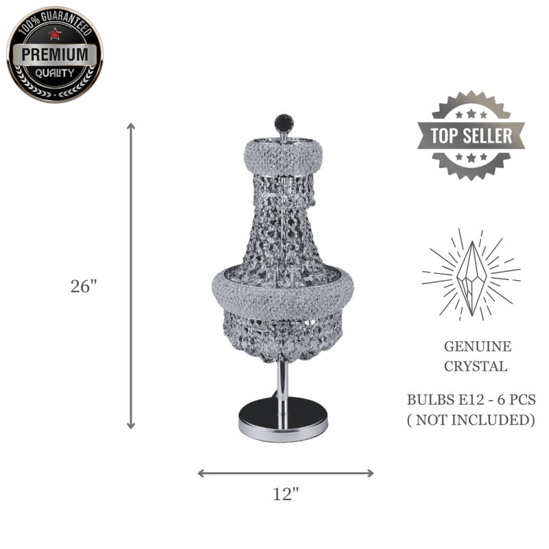 Lampe de table 6 lumières Montrey, Argent argent