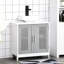 Rangement pour salle de bain sous l'évier - Armoire grise et blanche avec 2 portes, peu encombrante, tablette réglable, rangement pour différents articles
