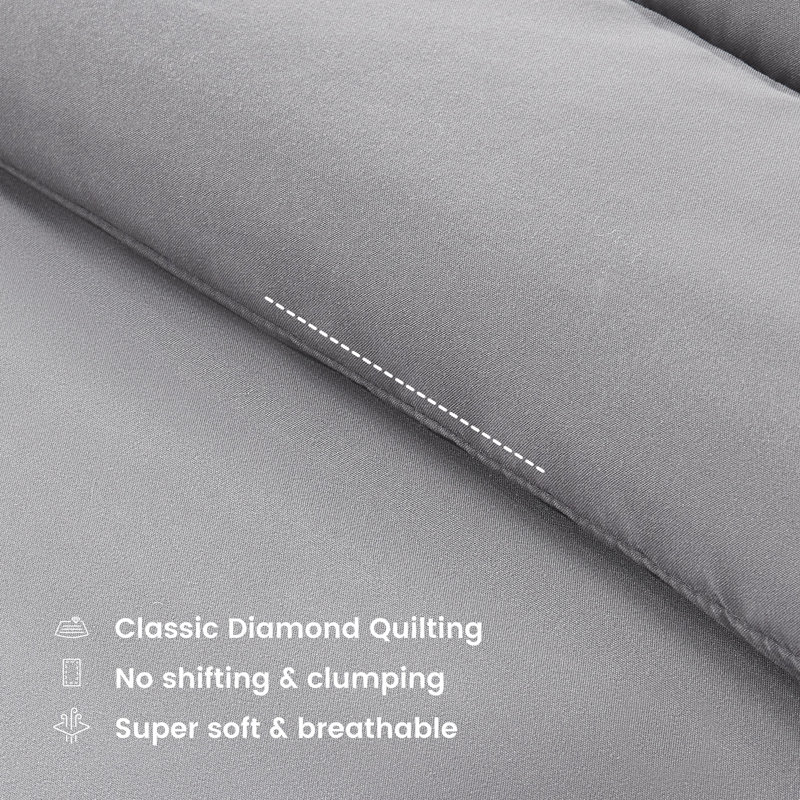 Polyester Box Stitch Comforter, Gray, Twin Comforter