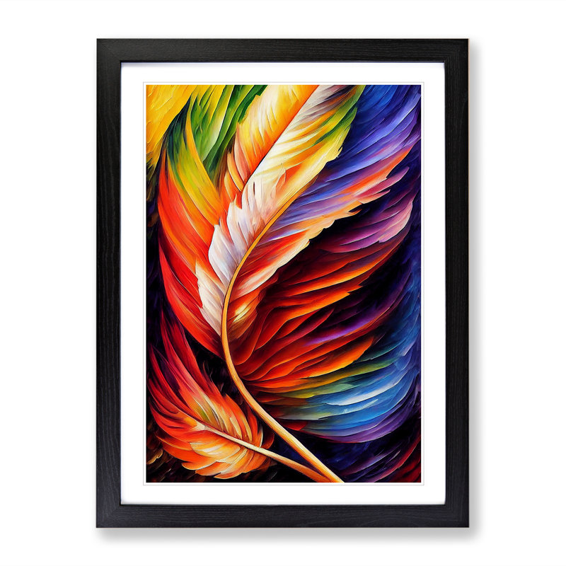 Beautiful Feathers No.4 - Single Picture Frame Print, Black Framed, 64cm H x 46cm W x 2cm D