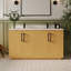 Ensemble de meuble-lavabo double 60 po avec armoire à chevrons en bois 60 po et dosseret en marbre blanc-447477127