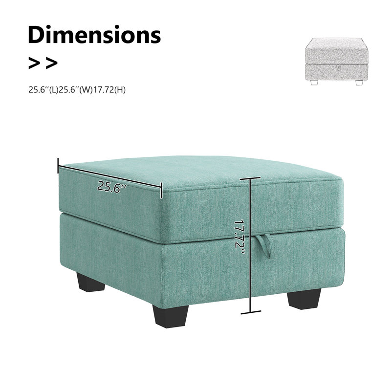 Manusite Upholstered Ottoman, Blue Polyester