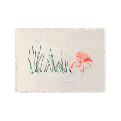 Set of Four Embroidered Flamingo Napkins