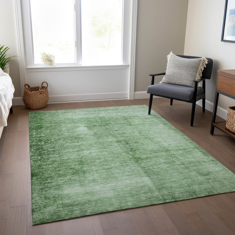 Tapis vert intérieur / extérieur lavable à la machine Xhevrie, Rectangle 10 pi x 14 pi