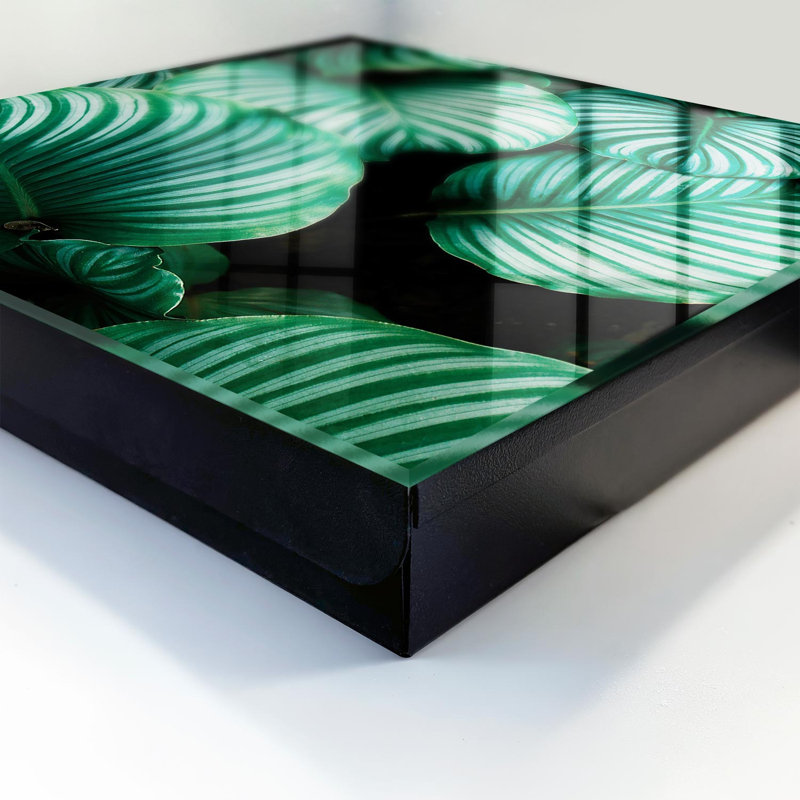 Key storage box, Opens to the left, 30x30x5, Black, The stunning green structure of the leaves, 