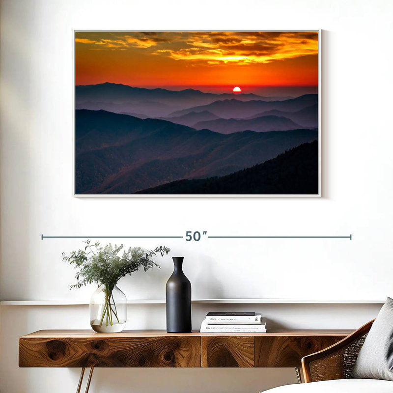 Blue Ridge Mountains, Cadre flottant blanc, 40 po x 27 po