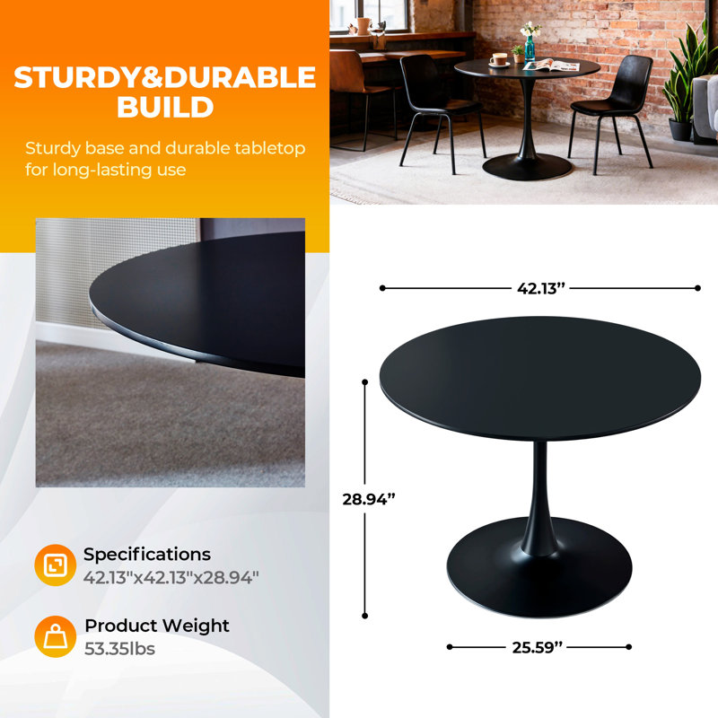Table de salle à manger Mid-Century avec plateau rond en MDF