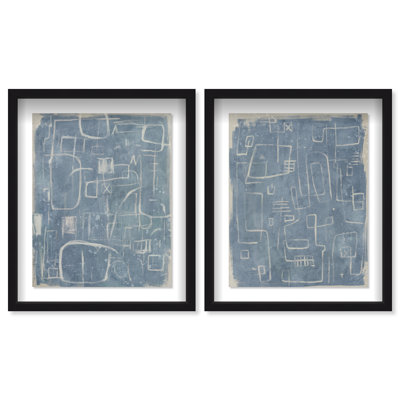 Lines and Ideas Set Shadowbox Abstract Print by Oliver Gal, Black Frame, 16 x 20