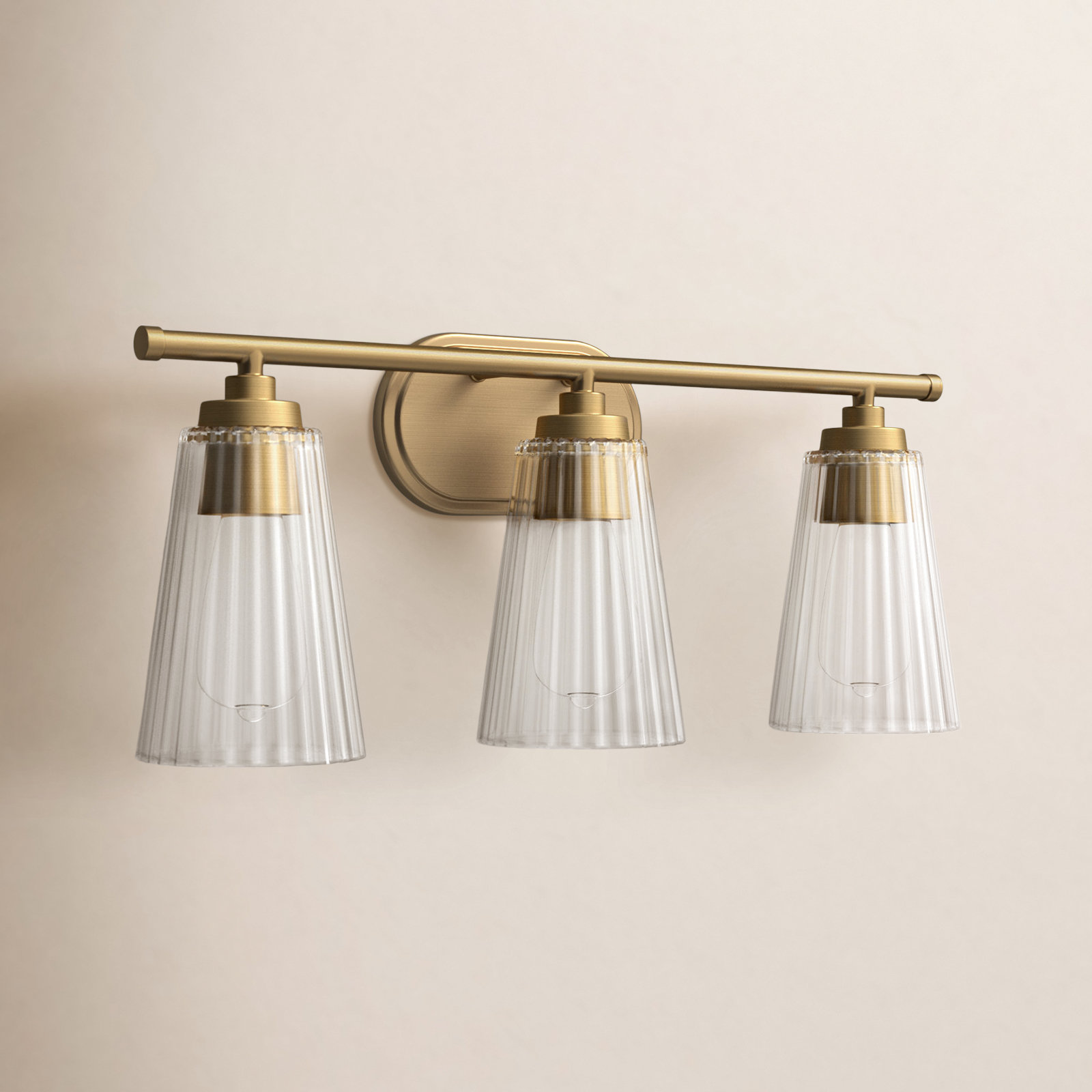 Jeanie Dimmable Bath Sconce, Brass, 10" H x 22" W x 22" D, 3 Lights