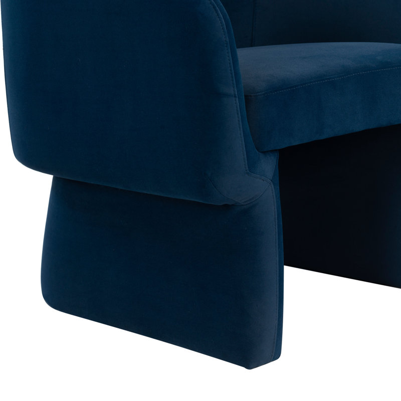 Fauteuil demi-tonneau rembourré Mia, Velours marine