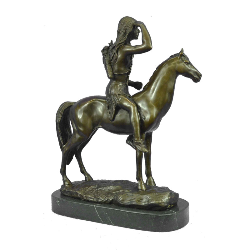Statue sculptée en bronze à la main «The Scout» par Cyrus Dallin