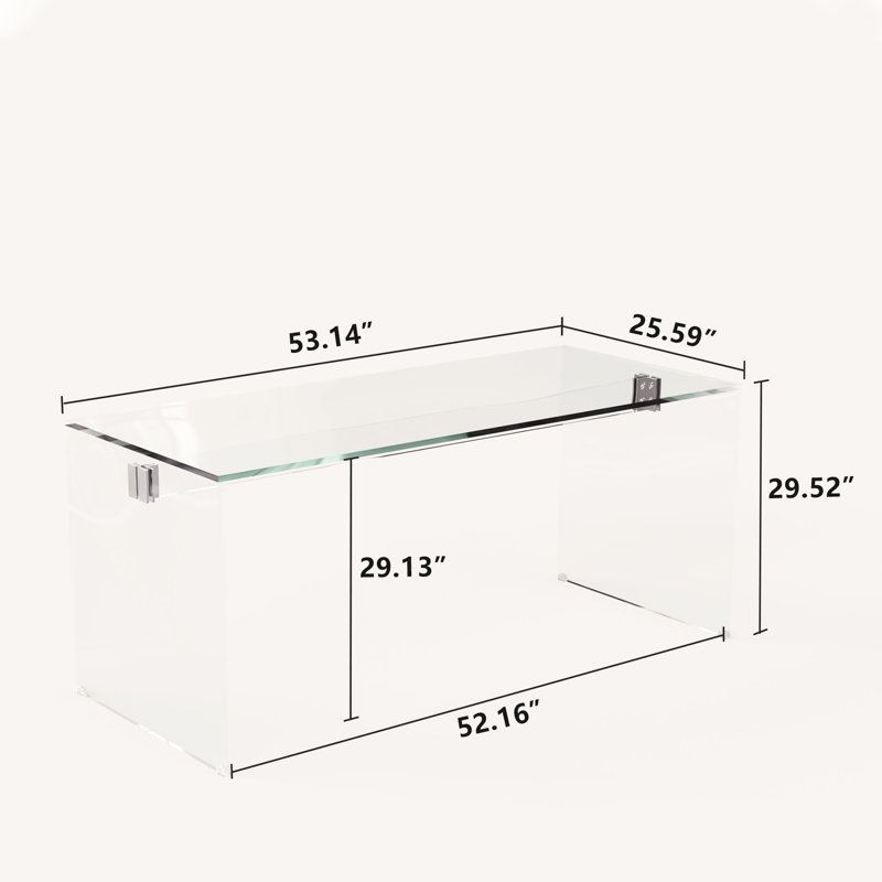 53.14 In. Tempered Glass Table Clear