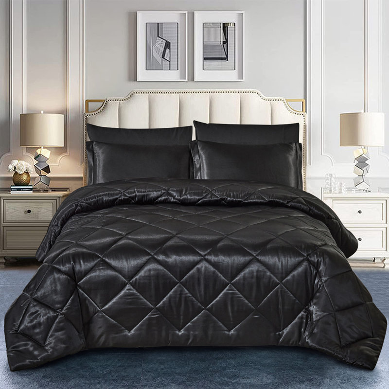 Channel Comforter, California King Comforter + 8 Additional Pieces, Black