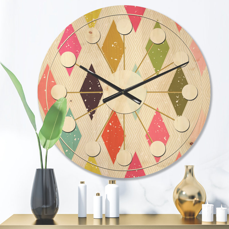 Horloge murale en bois Diamond Retro III - Mid-Century, Petit