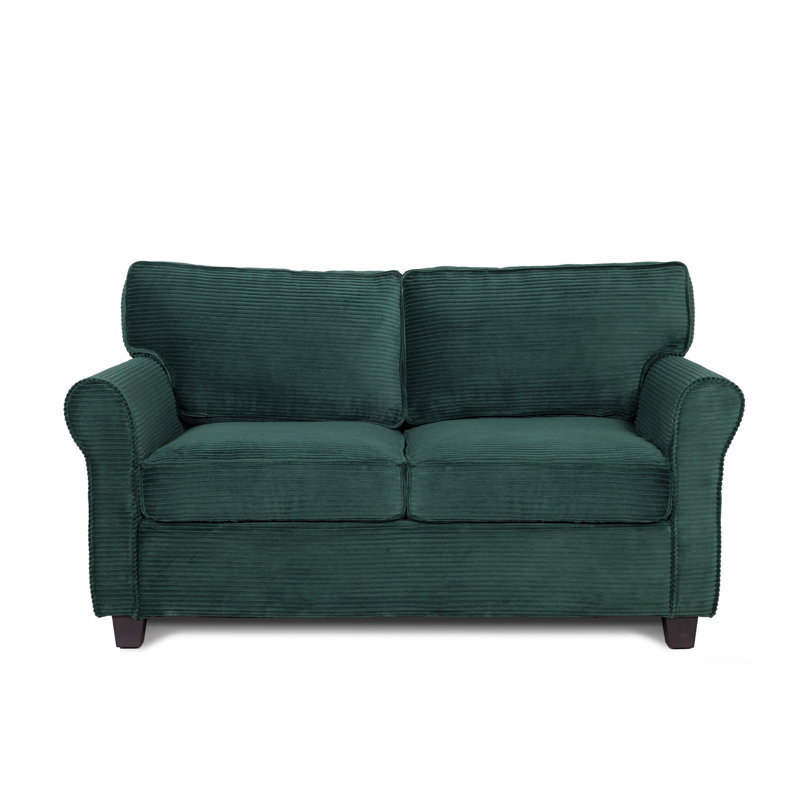 57” Easy Assembly Upholstered Loveseat Sofa, Dark Green