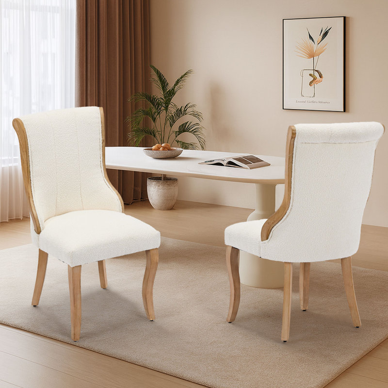Ensemble de 2 chaises de salle à manger rembourrées Snow Velvet, Blanc