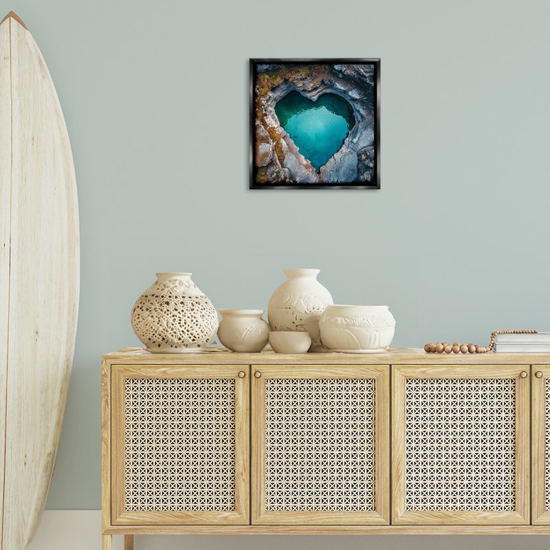 Art mural sur toile flottante encadrée en forme de cœur, Cadre flottant noir de jais, H 18 po x l 18 po