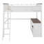 Lit mezzanine avec bureau, tablette ouverte et boîte de rangement, station de charge USB