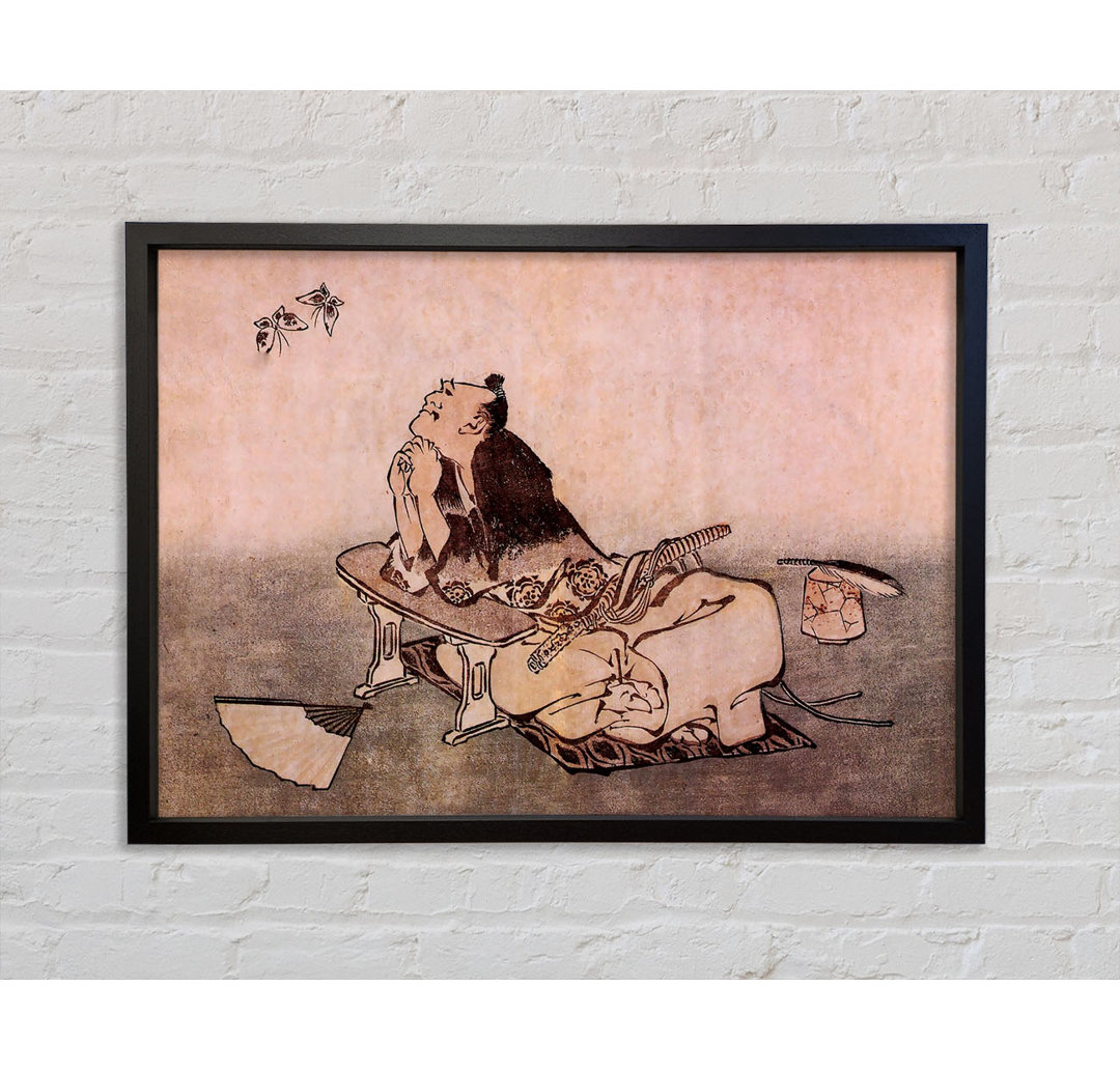 A Philosopher Looking At Two Butterflies von Katsushika Hokusai - Einzelbildrahmen Kunstdrucke auf Leinwand