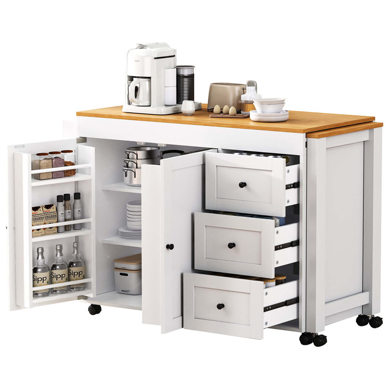 Îlot de cuisine 74,8 po avec table de salle à manger extensible