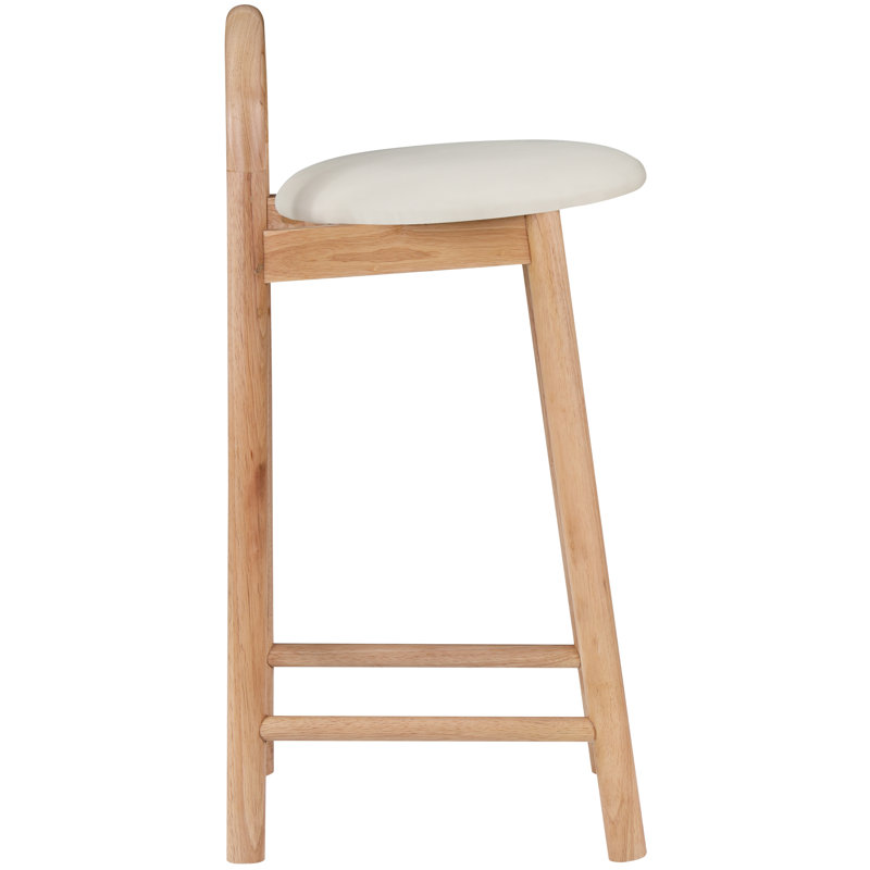 Calvin 27" Counter Bar Stool, Natural, Cream Vegan Leather