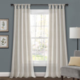 Burlap Knotted Tab Top Semi Sheer Curtain Pair