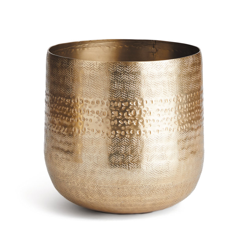 Emberlynn Metal Planter, Gold, 10" H x 11" W x 11" D
