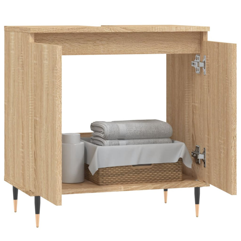 Makyrah Floor Mounted Bathroom Cabinet, Sonoma Oak