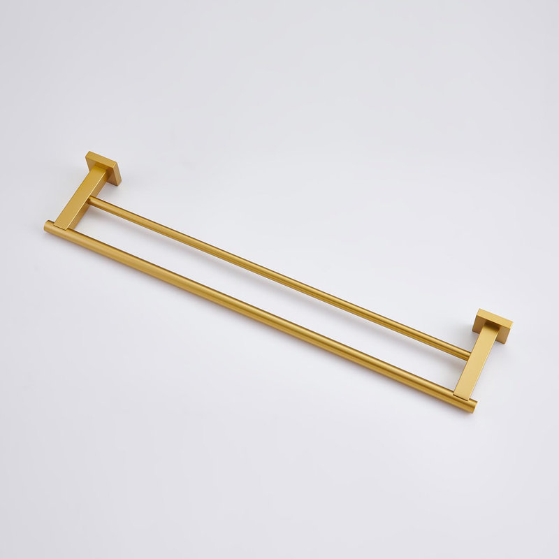 Porte-serviettes double en acier inoxydable pour salle de bain, H 2,01 po x l 24,02 po x P 5 po, Doré
