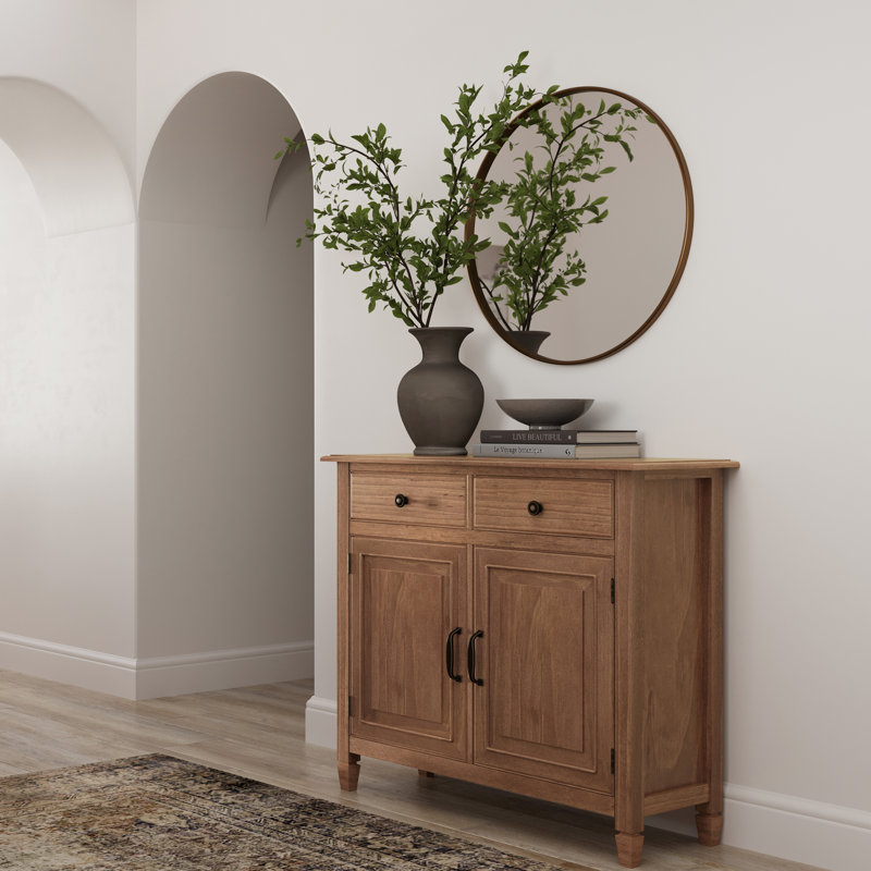 Medium Saddle Brown Solid Wood Office Storage Cabinet with Adjustable Shelving