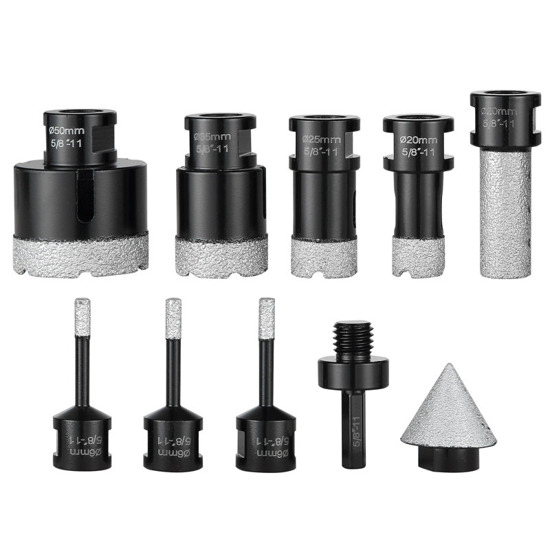 VEVOR Diamond Core Drill Bit Set, 7 PCS Diamond Hole Saw Kit for Dry and Wet, with Storage Case